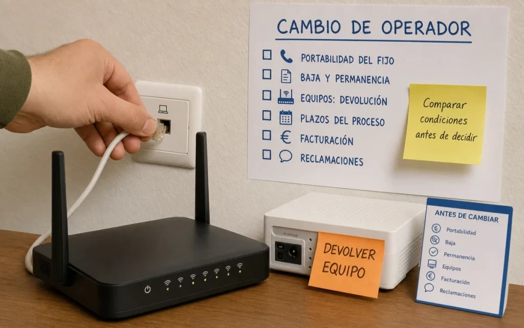 Cambiar de operador de internet en España: portabilidad, baja y continuidad del servicio