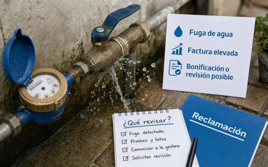 Fuga de agua y factura elevada en España: cuándo puede existir bonificación o regularización
