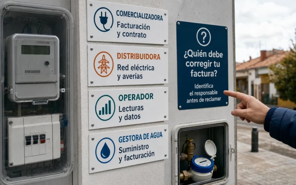 Comercializadora, distribuidora u operador en España: quién debe corregir cada tipo de factura