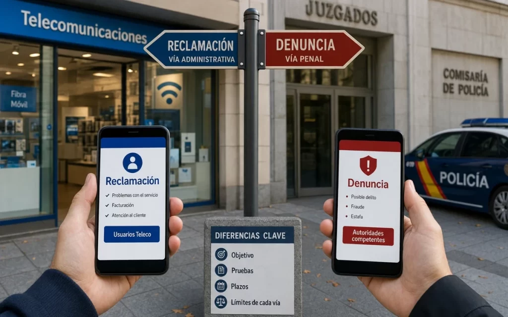 Reclamación o denuncia en telecomunicaciones en España: diferencias y cuándo usar cada vía